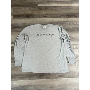 Vintage 90s Adidas Soccer Spellout Long Sleeve Shirt Made In USA Y2K - Men’s XL